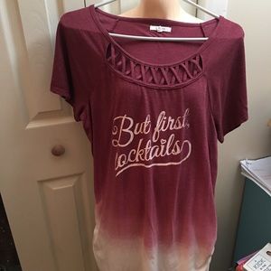 Short sleeve graphic tee with detail edging